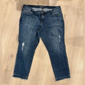 Kut From The Kloth Reese Straight Leg High Rise Raw Hem Ankle Jeans Size 16W